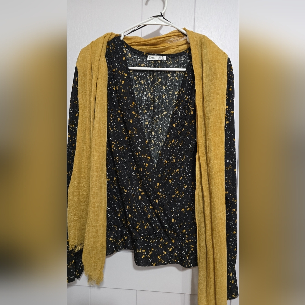 Dex Black and Yellow Floral Dress